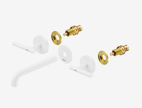 Mecca Lever Wall Basin/Bath Set 185mm Spout Trim kits Only Matte White