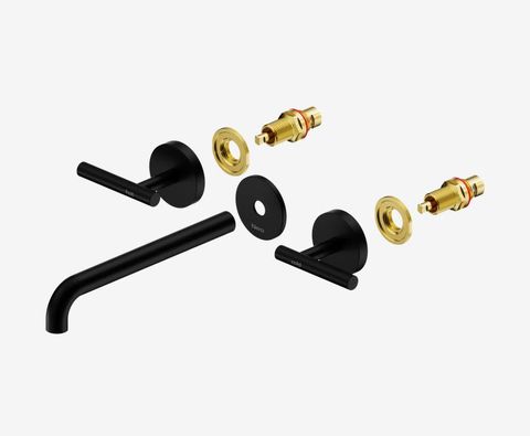 Mecca Lever Wall Basin/Bath Set 220mm Spout Trim kits Only Matte Black