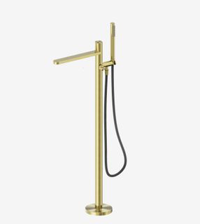 Pure SS316L Progressive Freestanding Bath Mixer With Outdoor Shower Hose Brushed
