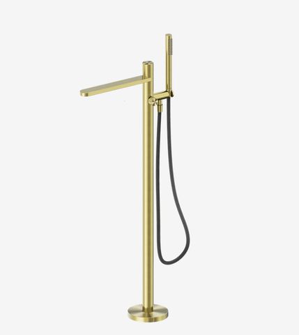 Pure SS316L Progressive Freestanding Bath Mixer With Outdoor Shower Hose Brushed