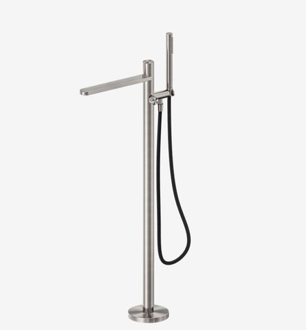 Pure SS316L Progressive Freestanding Bath Mixer With Outdoor Shower Hose Brushed