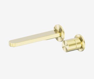 Pure SS316L Progressive Wall Basin/Bath Mixer Separate Back Plate Brushed Gold