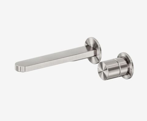 Pure SS316L Progressive Wall Basin/Bath Mixer Separate Back Plate Brushed Nickel