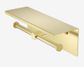 Mecca Double Toilet Roll Holder With Shelf Brushed Gold