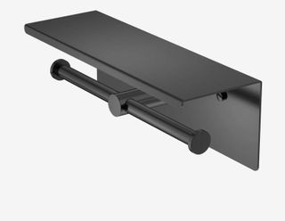 Mecca Double Toilet Roll Holder With Shelf Gun Metal
