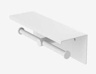 Mecca Double Toilet Roll Holder With Shelf Matte White