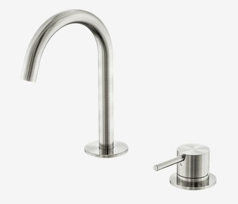 Mecca Hob Basin Mixer Set Arc Spout Brushed Nickel