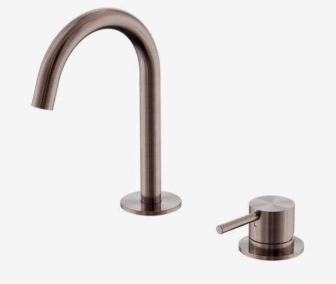 Mecca Hob Basin Mixer Set Arc Spout Brushed Bronze