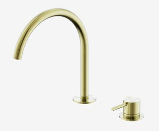 Mecca Hob Bath/Kitchen Mixer Set Arc Spout Brushed Gold