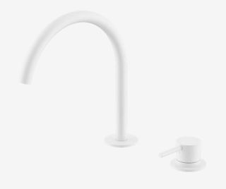 Mecca Hob Bath/Kitchen Mixer Set Arc Spout Matte White