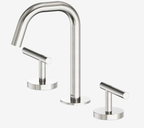 Mecca Lever Basin Set Edge Spout Brushed Nickel