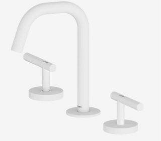Mecca Lever Basin Set Edge Spout Matte White