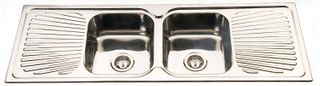 Sink Sq Cnr 1380 Double Bowl/Double Dr