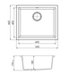 Como Single Bowl Black Granite Sink 540x440x200mm - 28L
