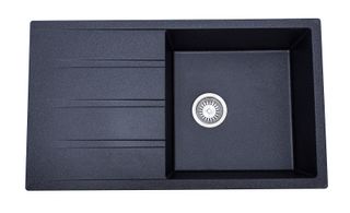 Dello Single Bowl with Drainer Black Granite Sink 860x500x210mm - 30L