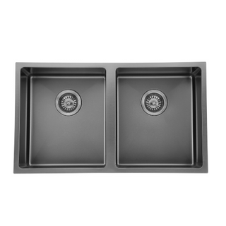 MN PVD Gun Metal DOUBLE Stainless Steel Sink 760x440x200x1.2mm - 26L+26L