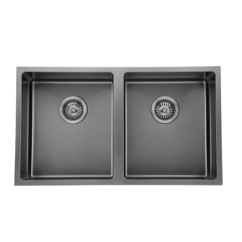 MN PVD Gun Metal DOUBLE Stainless Steel Sink 760x440x200x1.2mm - 26L+26L