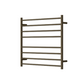 MIRAGE 8 BAR WIDE HEATED TOWEL RAIL 750MM X 700MM ANTIQUE BRASS