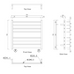 MIRAGE 8 BAR WIDE HEATED TOWEL RAIL 750MM X 700MM DUSK