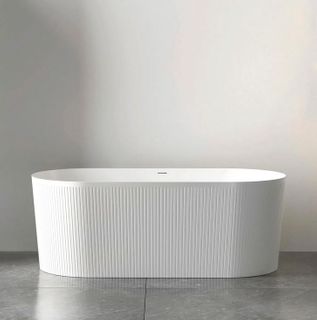 Attica Noosa Fluted 1500 Gloss White Bath with Overflow