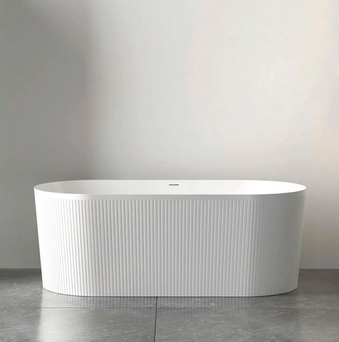 Attica Noosa Fluted 1500 Gloss White Bath with Overflow