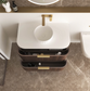 Havana 900mm Sable Walnut Wall Hung Fluted Curve Vanity