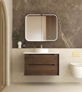 Byron 900mm Sable Walnut Wall Hung Cabinet
