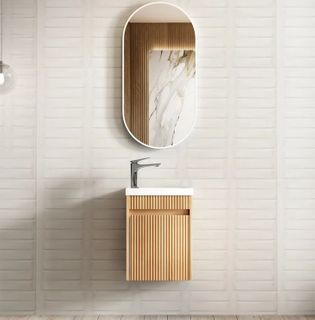 Mini Ensuite Vanity 400mm Woodland Oak Fluted Vanity