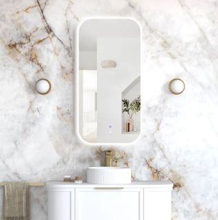 LED Newport 900(H)x450(W) Frameless Back Lit Tuffi Mirror Soft Square