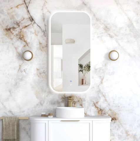 LED Newport 900(H)x450(W) Frameless Back Lit Tuffi Mirror Soft Square
