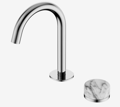 Serenity Progressive Basin Mixer Arc Spout With Arabescato Corchia Handle Chrome