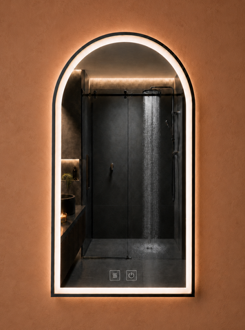 Vivian Clive Arch D 500 x 900 LED Mirror w Black Frame