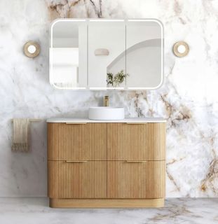 Havana Fluted 1200mm Woodland Oak Floorstanding Curve Vanity