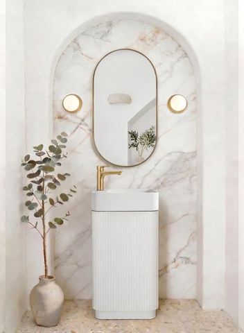 Maxi Space Saver Matte White Curved Floor Standing Vanity