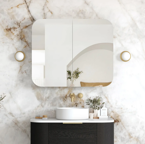 Newport 900x750 Black Oak Shaving Cabinet