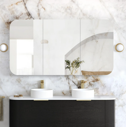 Newport 1500x750 Black Oak Shaving Cabinet
