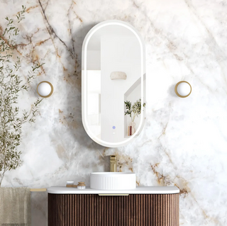 LED Noosa 900x450 Sable Walnut Shaving Cabinet - Premium Edition