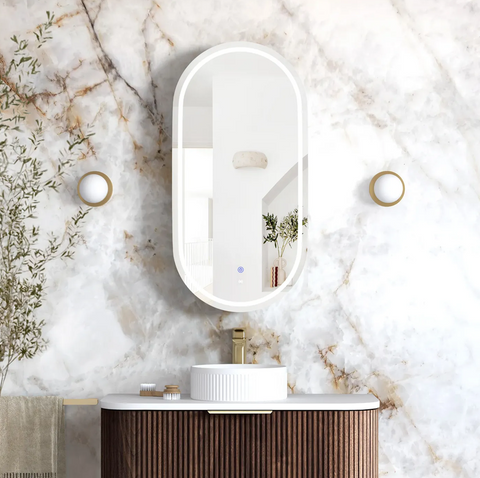 LED Noosa 900x450 Sable Walnut Shaving Cabinet - Premium Edition