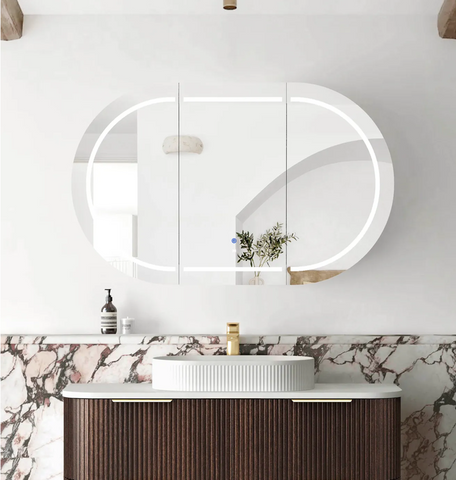 LED Bondi 1200x750 Sable Walnut Shaving Cabinet - Premium Edition