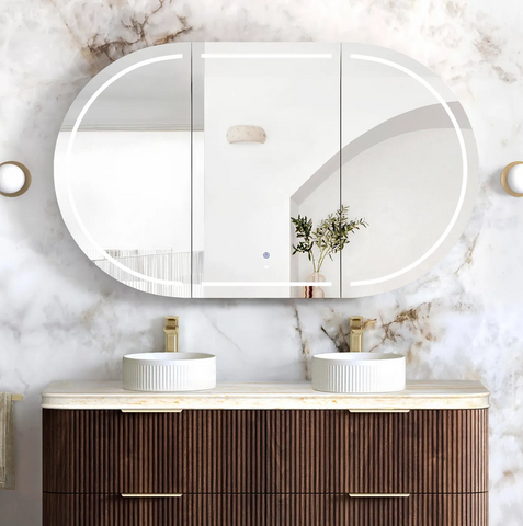 LED Bondi 1500x900 Sable Walnut Shaving Cabinet - Premium Edition