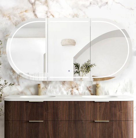 LED Bondi 1800x900 Sable Walnut Shaving Cabinet - Premium Edition