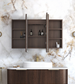 LED Newport 1200(W)x750(H) Sable Walnut Shaving Cabinet - Premium Edition