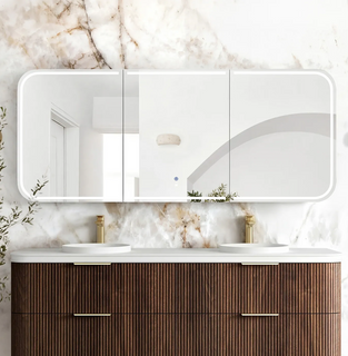 LED Newport 1800(W)x750(H) Sable Walnut Shaving Cabinet - Premium Edition