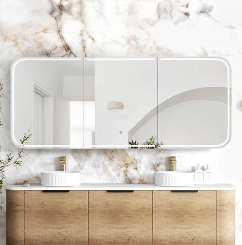 LED Newport 1800(W)x750(H) Natural Oak Shaving Cabinet - Premium Edition