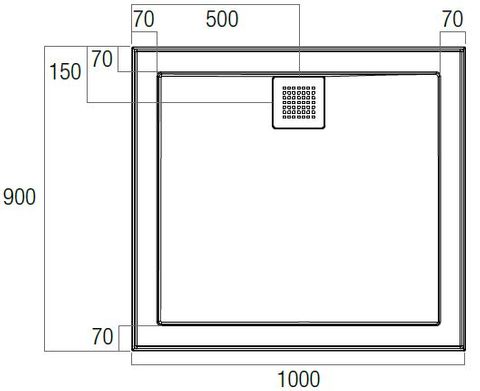 Eco 1000x900 Polymarble Base Rear Outlet