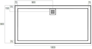 Eco 1800x900 Polymarble Base Rear Outlet