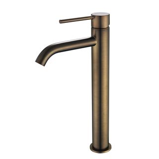 Star Mini High Rise Basin Mixer Curved Spout Antique Brass