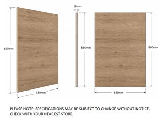 Laundry - Natural Oak Side Panel 860*580*18mm