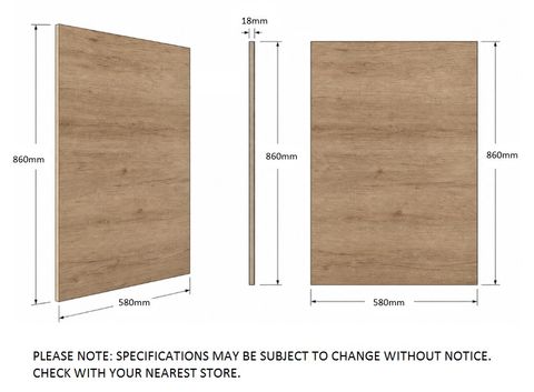 Laundry - Natural Oak Side Panel 860*580*18mm
