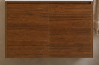 Clarke (Narrow) 750 Walnut Wall Hung Laminate Vanity